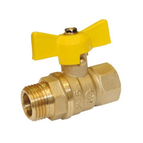 Кран шаровой газовый 1/2" внутр./наружн. резьба (бабочка) Галлоп